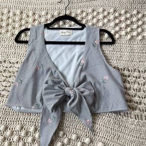 Morgan Claire striped top with flower embroidery